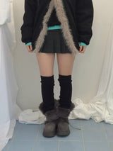 Milkfur high neck suede jumper