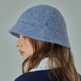 VA Curved Oval Metal Washed Knit Bucket Hat  / Soft Blue