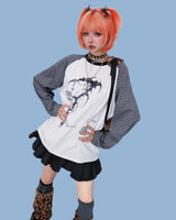 グランジ ストライプド ボックス Tシャツ