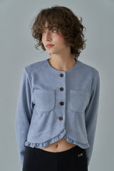 Frill crop jacket_skyblue