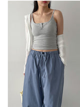 Pleated Crop Cardigan T-shirt
