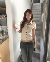 Lowrise tan straight denim pants