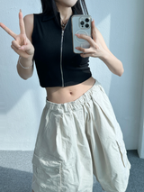クロップリベッドカラージップアップ🖤🩶🤍❤ - 4カラーズ