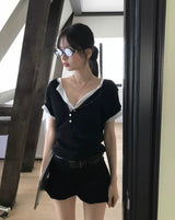 poning balloon fit shirring cotton short pants ( belt set )
