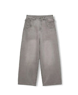 Grain Stud Washed Wide Denim Pants