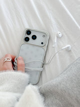 WHITE GREY DOT Silver Epoxy Case