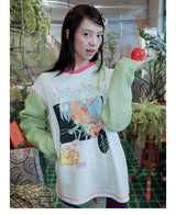 UnsocialNight original design autumn and winter Ollie frog oliwa co-branded illustration printed sweatshirt set for women