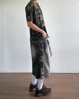 Destroyed Camouflage Denim Half Pants