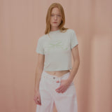 LOVE RIBBON CROP TSHIRT-MINT
