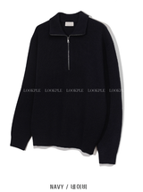 Nade Washable Overfit High Neck Turtle Semi-Zip-Up Knit