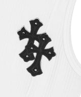 Cross Leather Patch Sleeveless - White