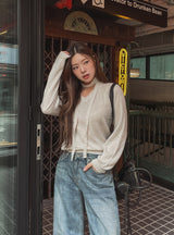 [Muffler set] Nana Wool V-neck Knit