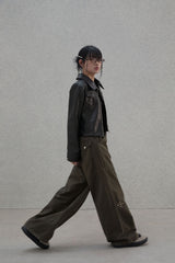Studded pattern cotton pants