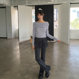 ピンシュキュロット フレアストリングスカート ブーツカットパンツスカートパンツ