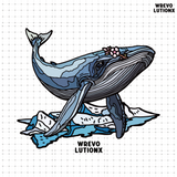 Glacier Animals Pure Blue Denim-Washed Heavy‑Weight T-Shirt（Blue Whale）