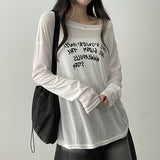 Alling lettering shoulder long sleeve tee