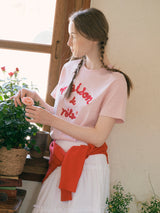 MAISON DE ROLA エンブロイダリーTシャツ ピンク