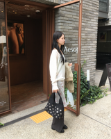 Mohair button V neck knit