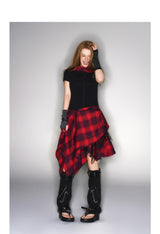 2025 Spring/Summer New Punk Style Plaid Patchwork Dress