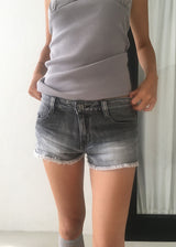 FRINGE DENIM SHORTS