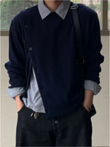 Oblique Slash Button Knit