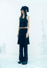 Muffler Knit Halter Top / Black