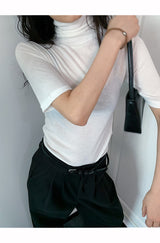 Rachel Turtleneck Short Sleeve Soft T-shirt