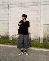 Ribbon Contrast Pocket Cropped Short Sleeve