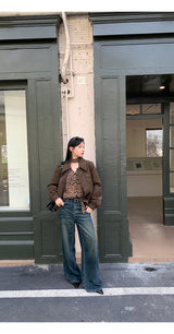 chiffon leopard scarf blouse