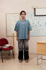 HIERARCHY STUDIOS Unruled - Blue Mirror Wide Oversized T-Shirt