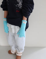 Patch Finger Slit Long Gloves