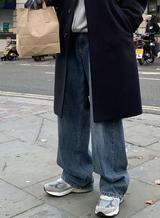 メインベーシックウォッシュドBBストレートフィットデニムパンツ