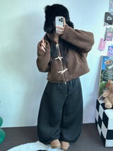ストライプペディンキルティングロングパンツ🖤🤍2カラー