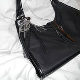 Black frill ribbon keyring