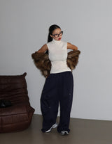 High-quality hooded fake fur jacket