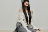 Cowl-neck Open Shoulder Tee_Ivory