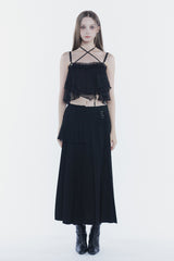 レイヤープリーツスカート black