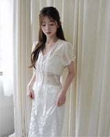 inua matte satin flower midi sk
