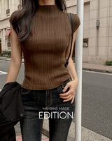 MADE. Perive mock-neck cap-sleeve knit