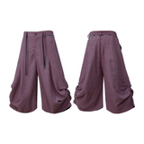 RELABEL (Dream Bud) Tencel Acetate Balloon-Pleated Deconstructed Cropped Casual Trousers