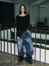 RAW CUT DENIM PANTS (WASHED BLUE)