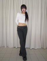 [U-BASIC] Sling Uネッククロップロングスリーブ