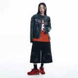 ENOE Patch Sweat Bermuda Pants - BLACK