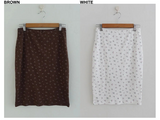 SOFT FLOWER FRILL TOP & MIDI SKIRT SET (IVORY, BROWN 2COLORS!)