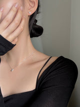 [silver 925] mini ball cubic earring necklace set / daily guest look simple silver wedding