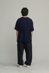 クルーネック s/s ワッフル Tシャツ/ディープネイビー