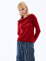 Wool Off-shoulder Top_Red