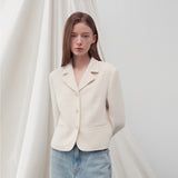 SINGLE-BREASTED TWEED JACKET CREAM