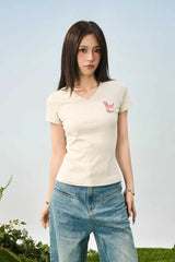 カートゥーンドッグVネックTシャツ