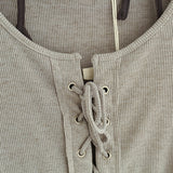 Lace Up Halter Golji T-Shirt  231330483